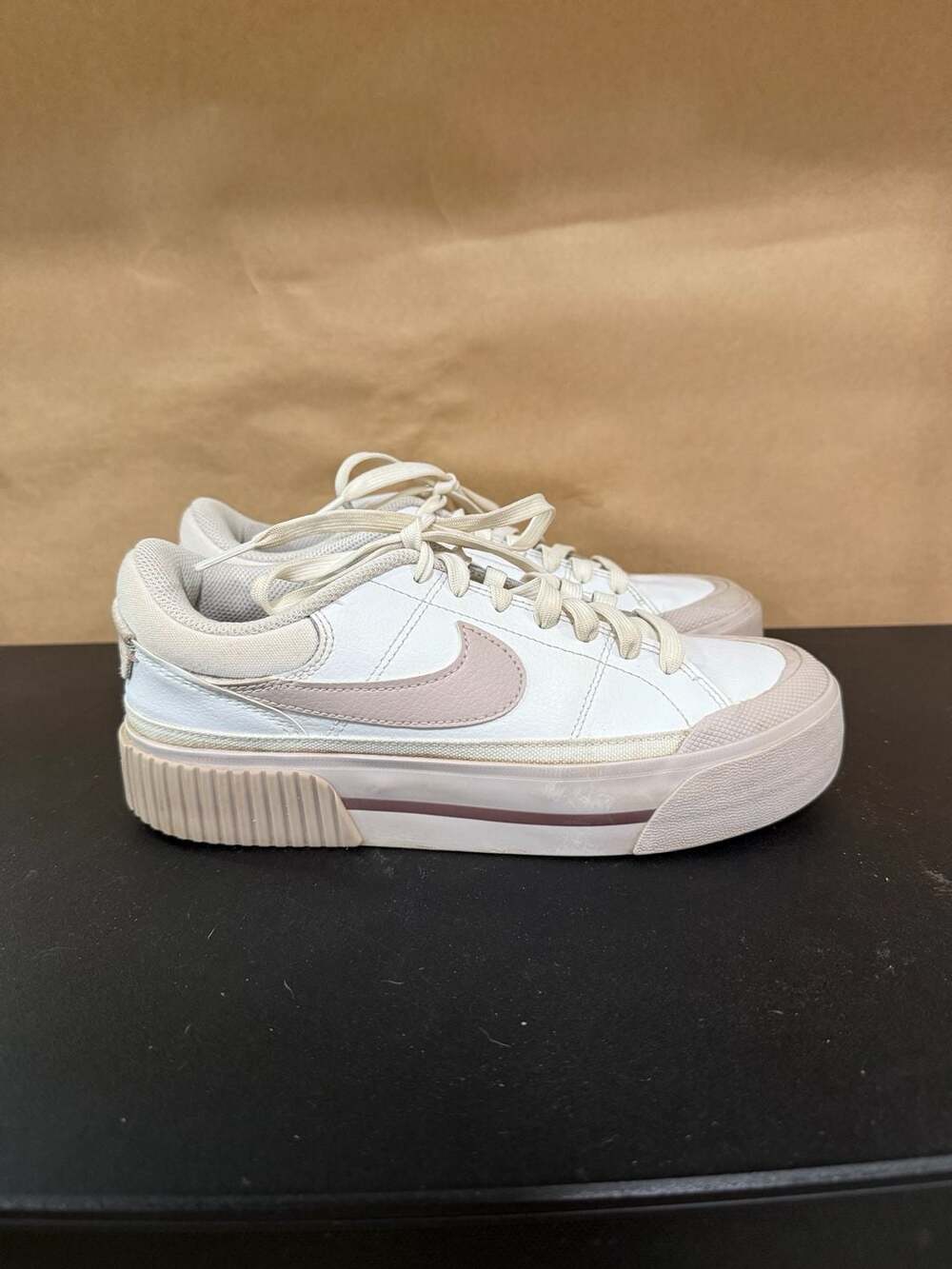 Nike Court Legacy Lift Shoes Size 7 White Smoky Mauve